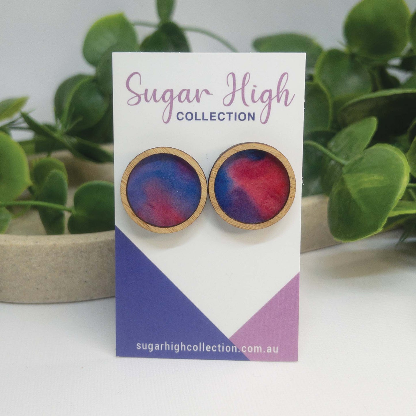 Whimsical Sky | Wooden Statement Stud Earrings