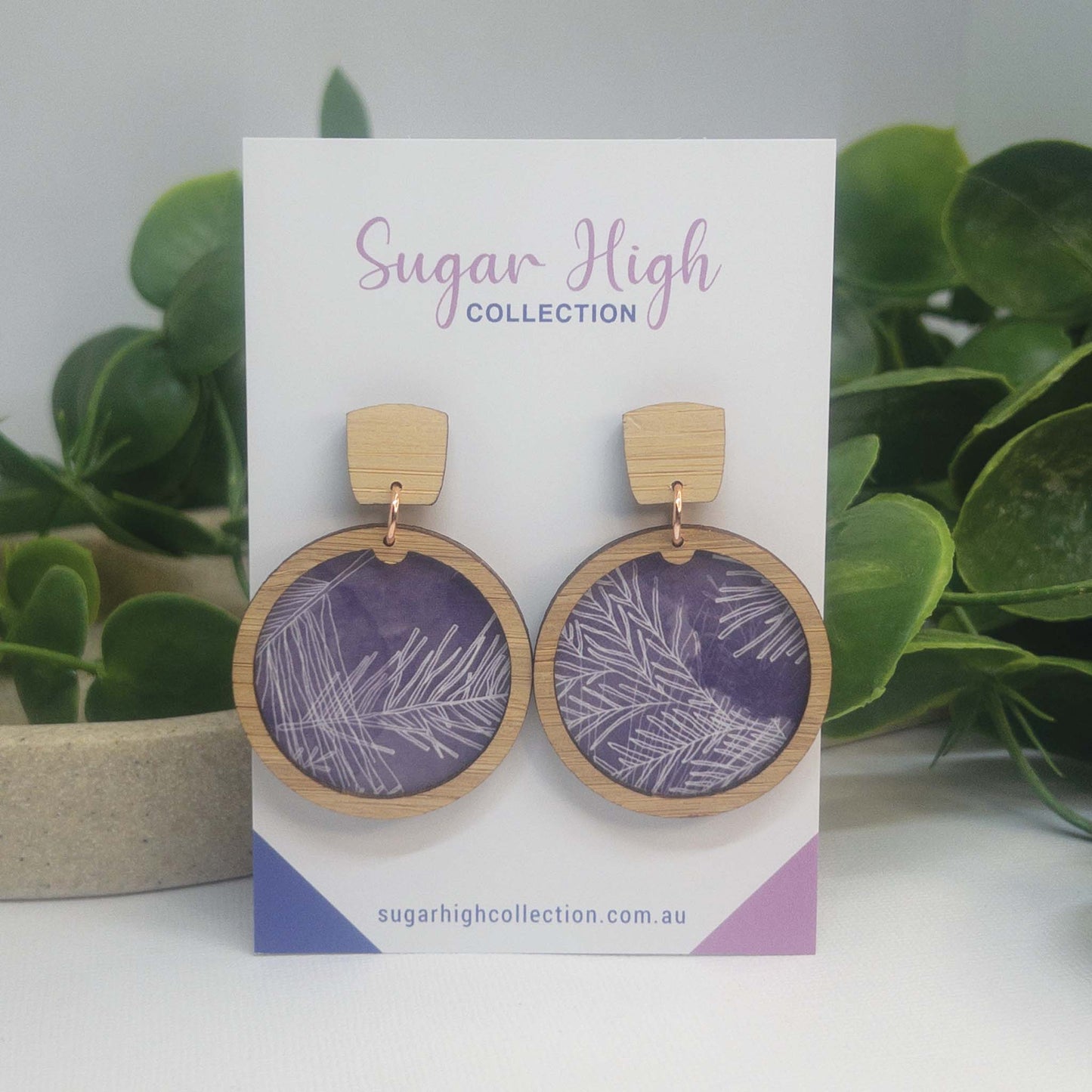 Sunset Garden | Wooden Statement Stud Earrings