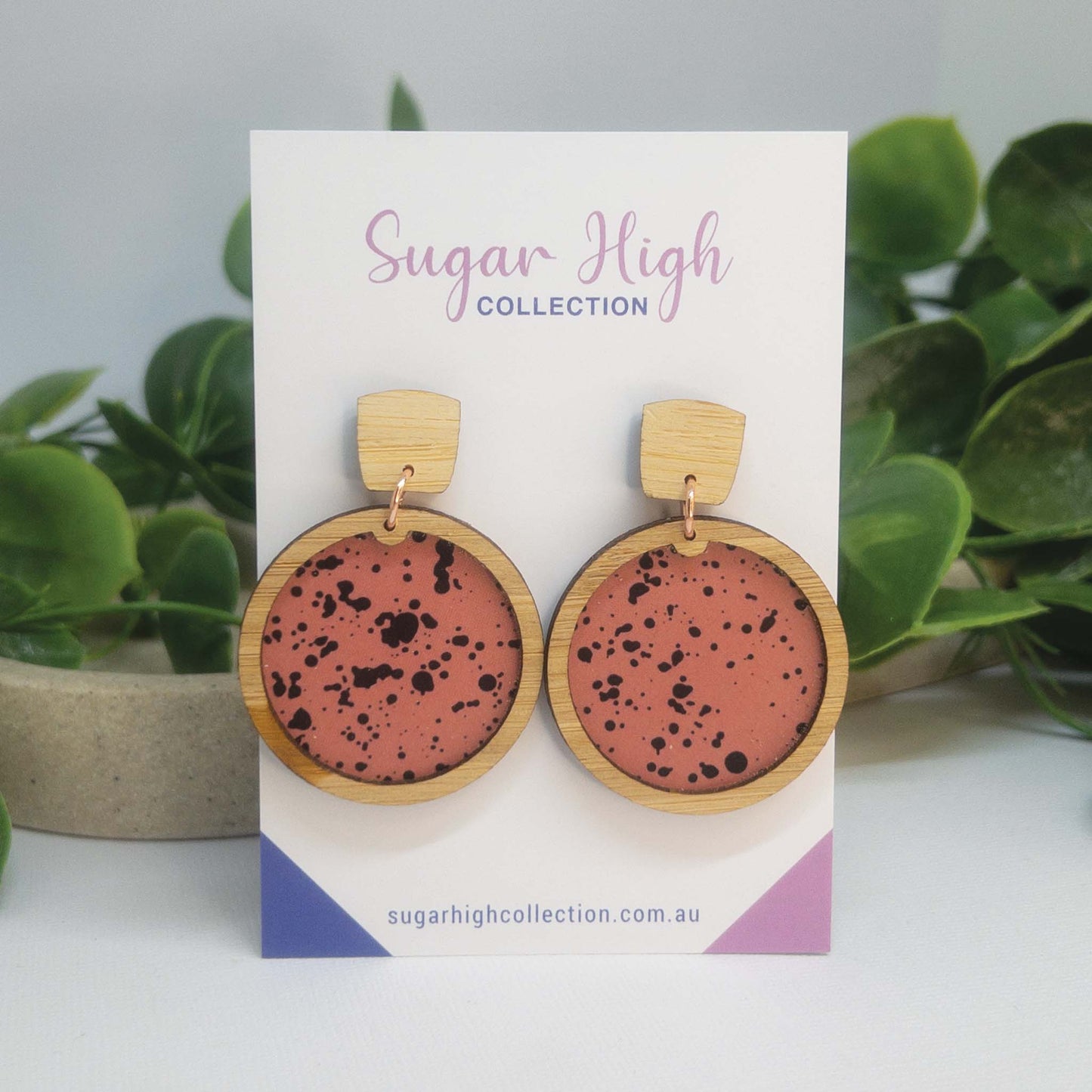 Speckled | Wooden Statement Stud Earrings