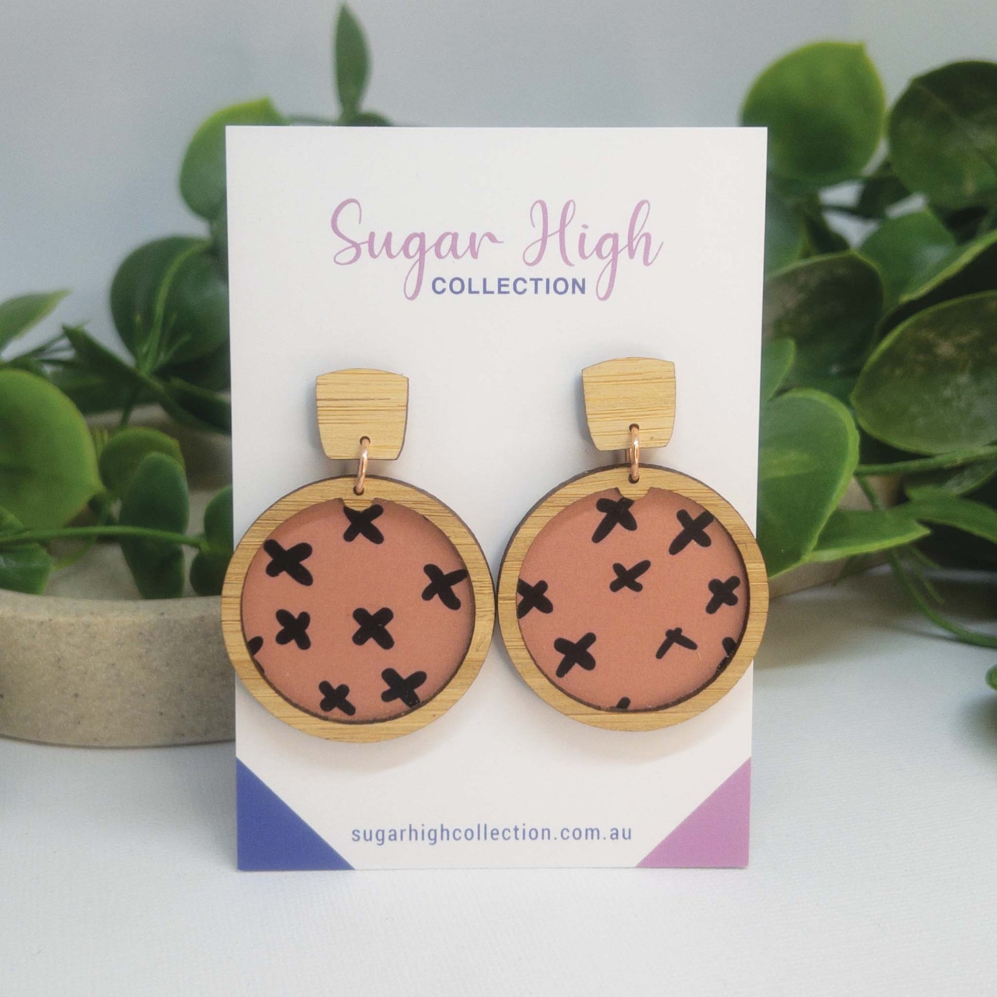 Criss Cross | Wooden Statement Stud Earrings