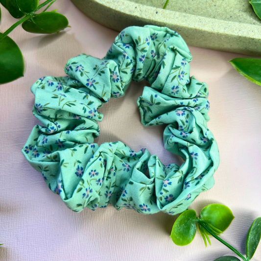 Green Flower | Floral Scrunchie