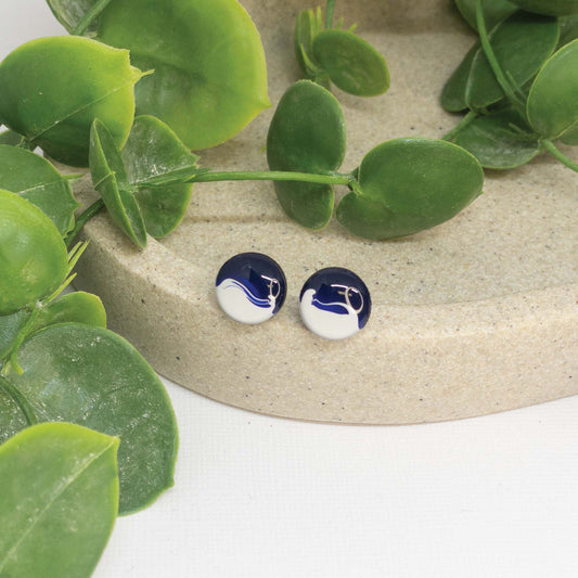 Indigo Blue | Wooden Stud Earrings