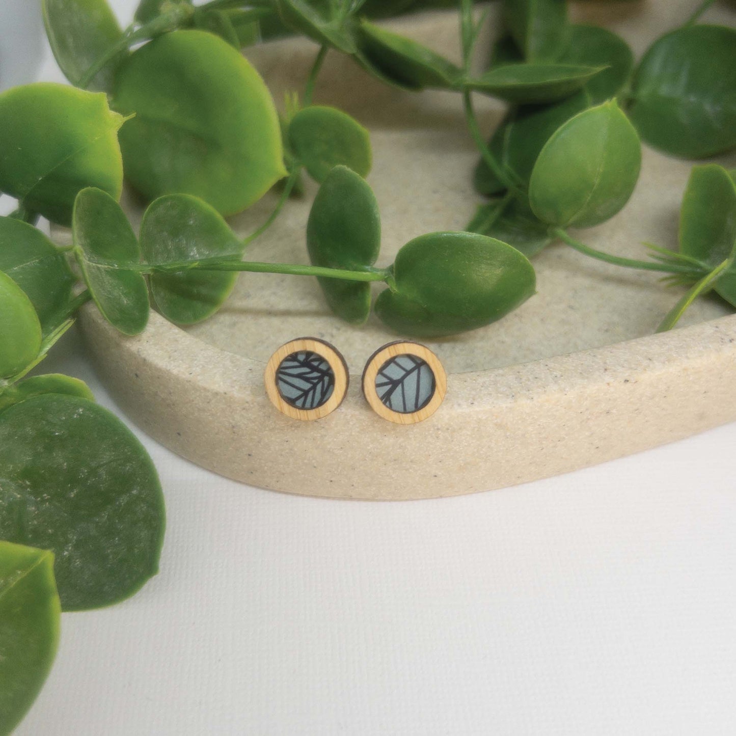 Midnight Botanicals | Wooden Statement Stud Earrings