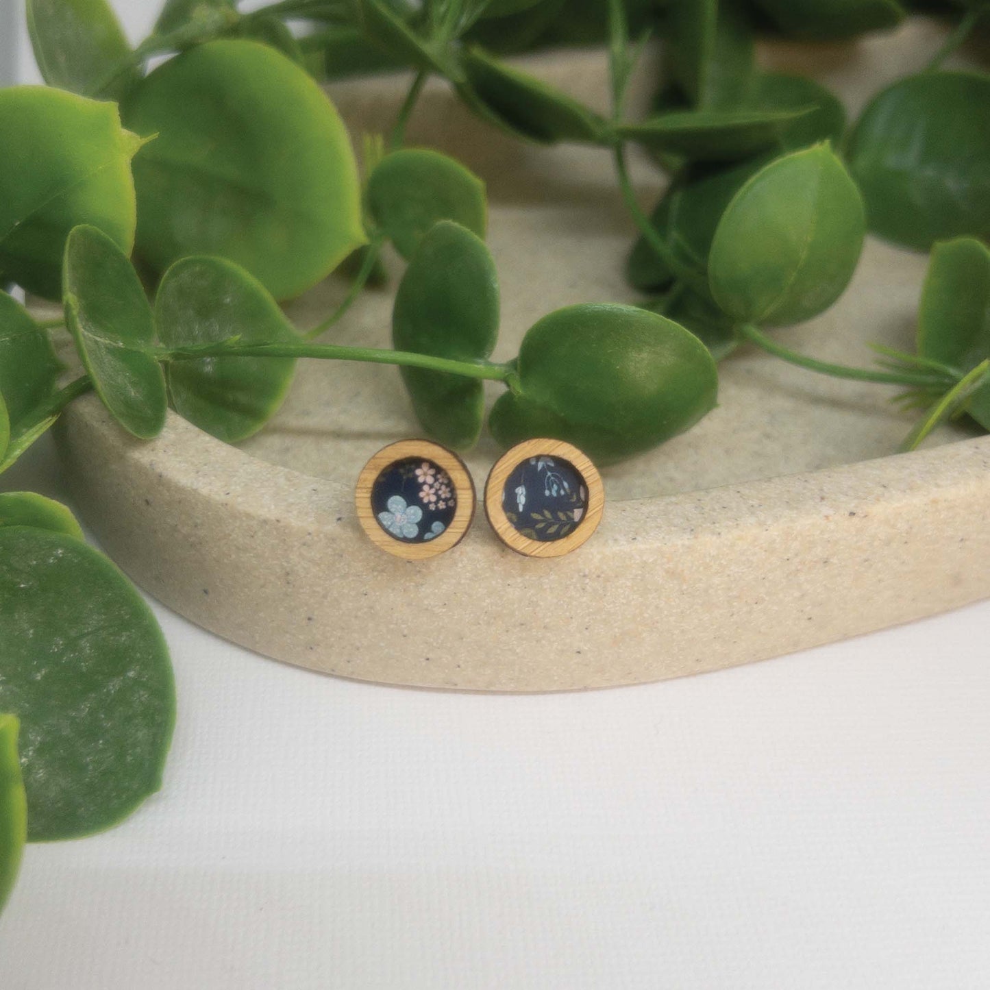 Night Garden | Wooden Statement Stud Earrings