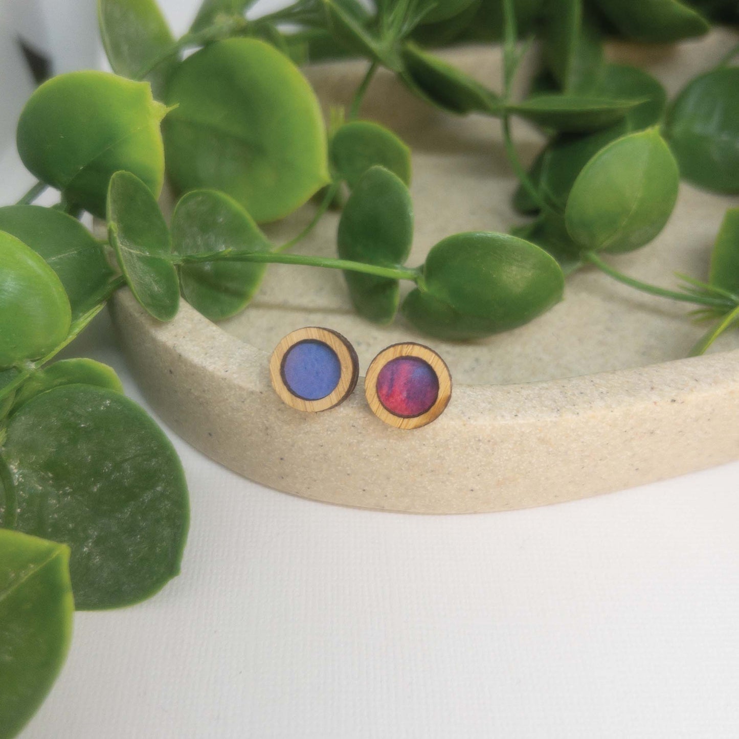 Whimsical Sky | Wooden Statement Stud Earrings