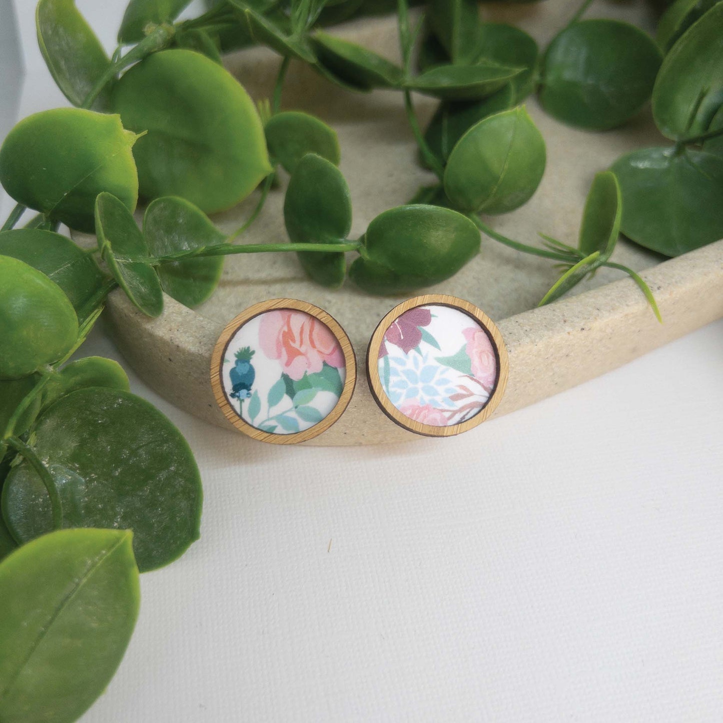 Flower Garden | Wooden Statement Stud Earrings