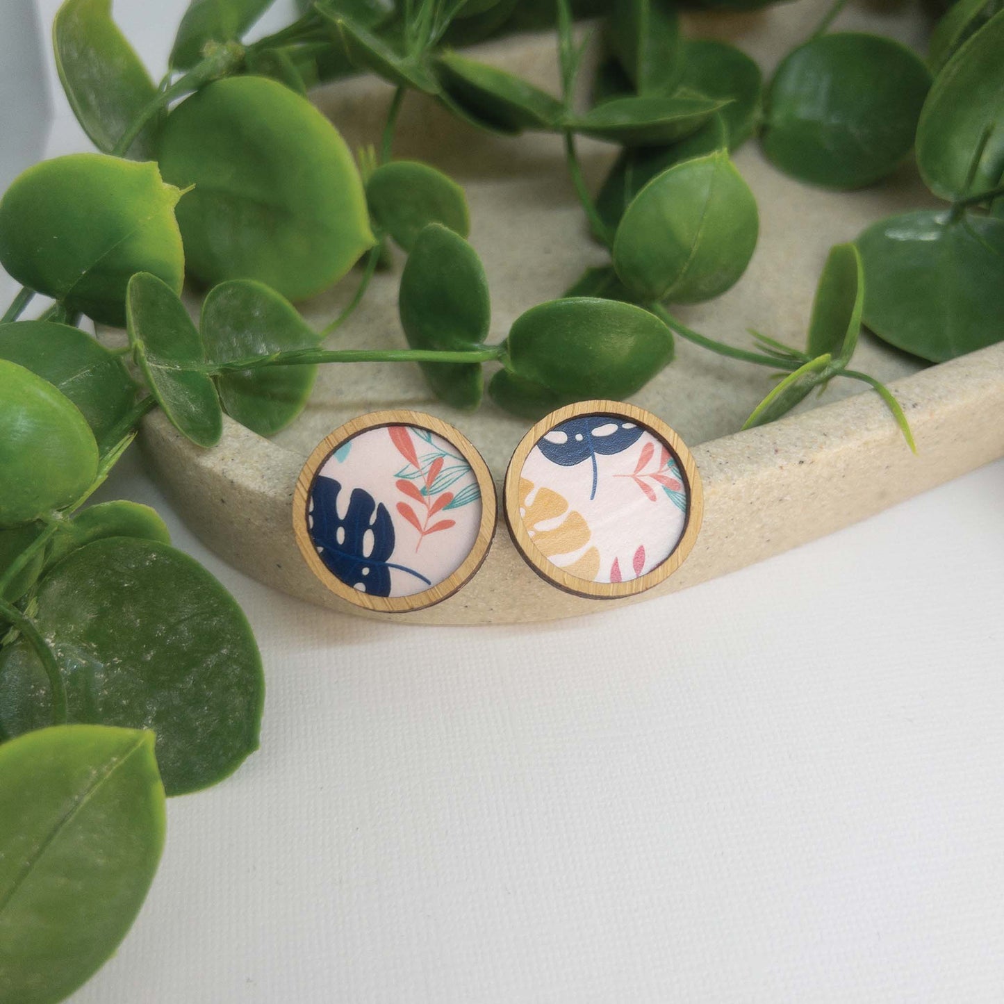 Floating Fern | Wooden Statement Stud Earrings