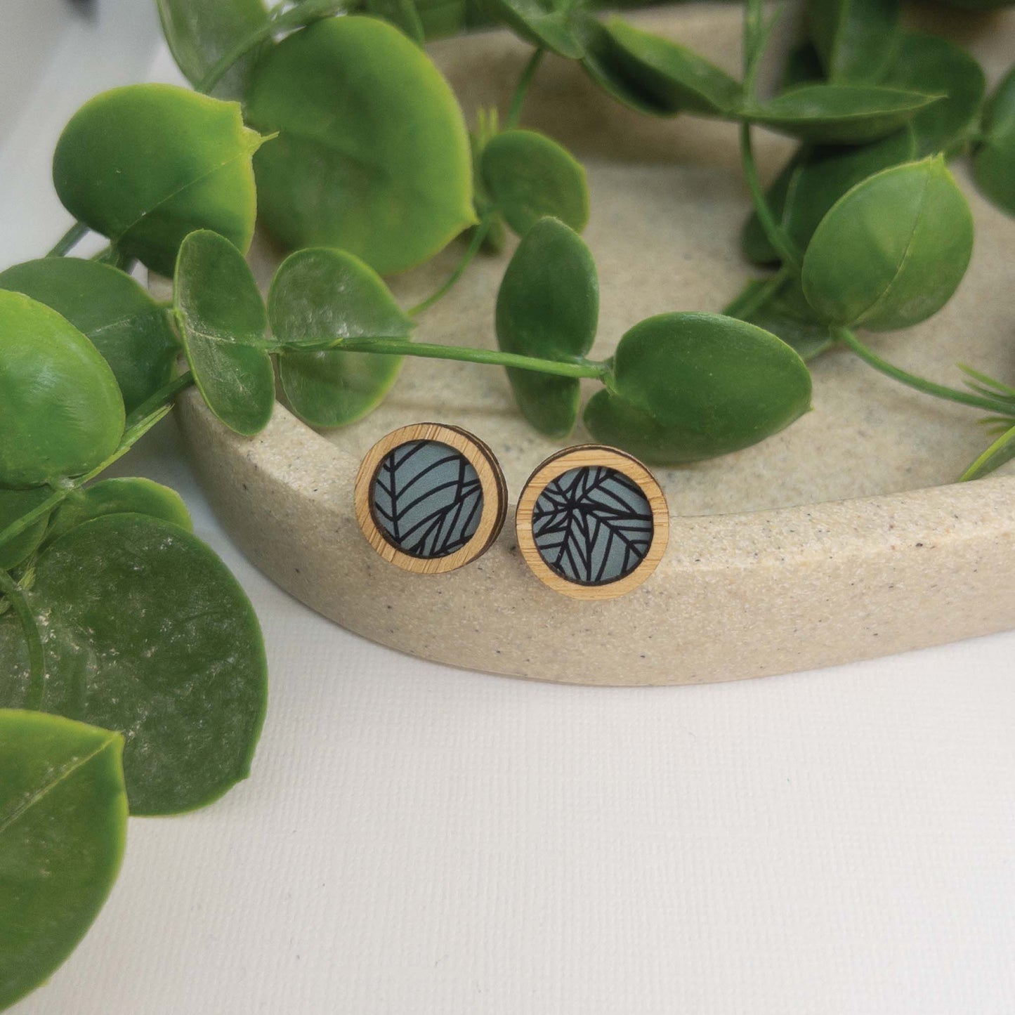 Midnight Botanicals | Wooden Statement Stud Earrings