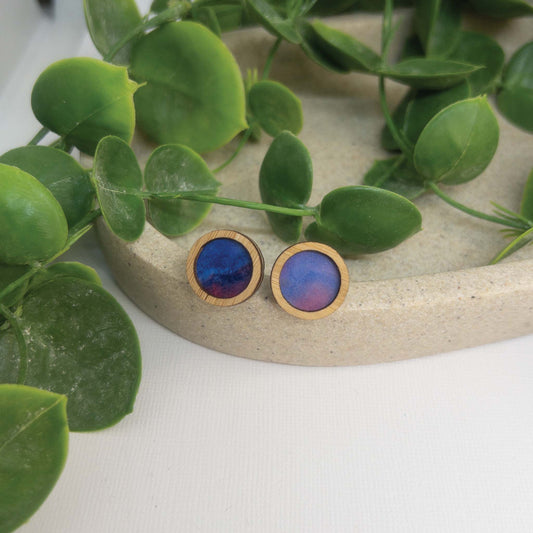 Whimsical Sky | Wooden Statement Stud Earrings