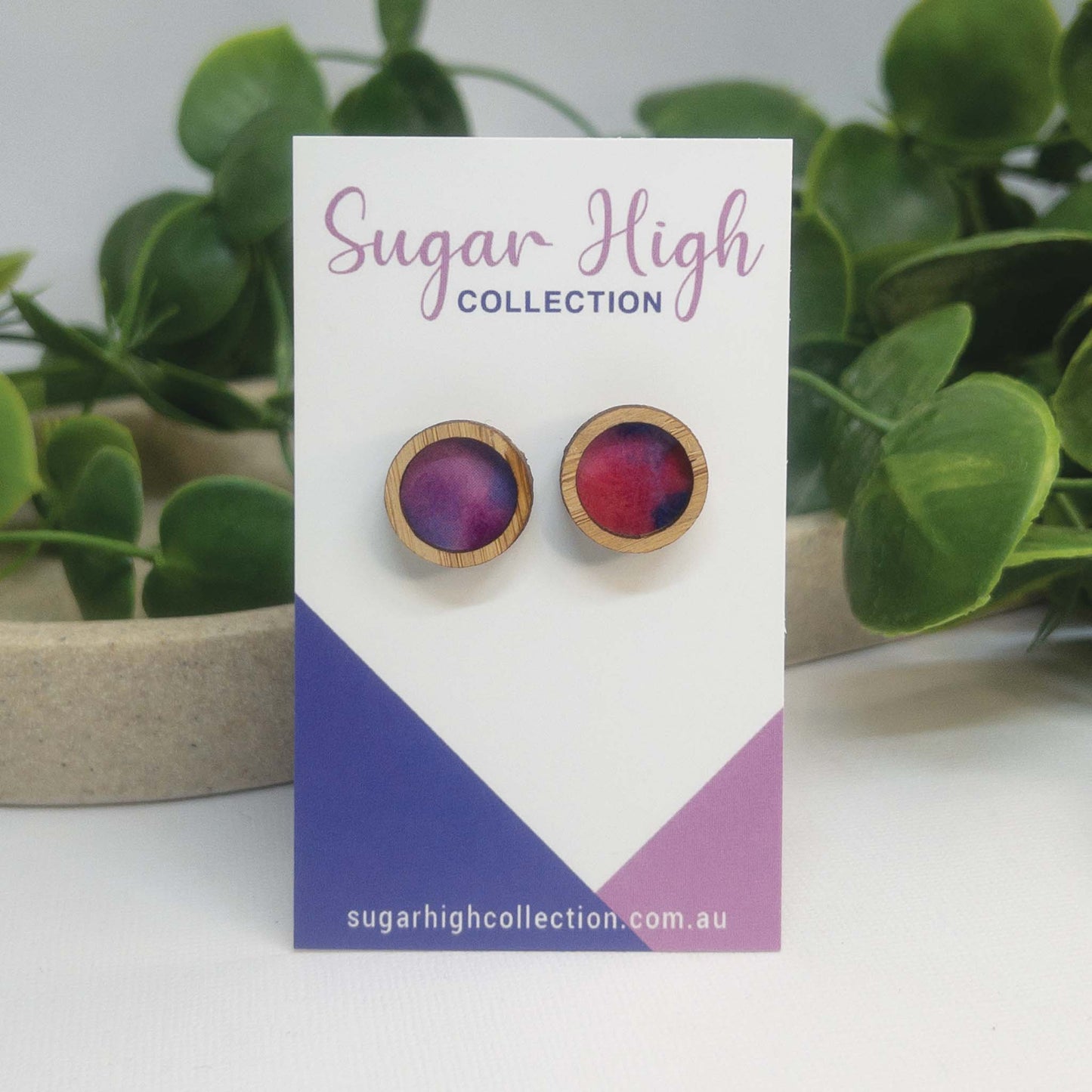 Whimsical Sky | Wooden Statement Stud Earrings