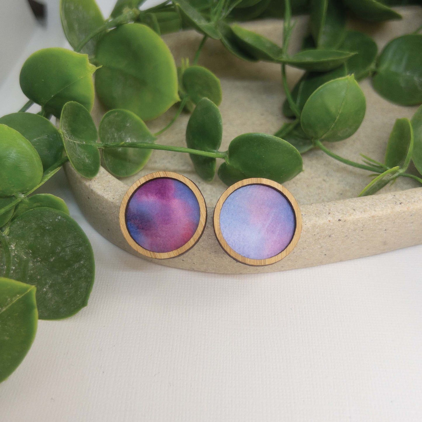 Whimsical Sky | Wooden Statement Stud Earrings