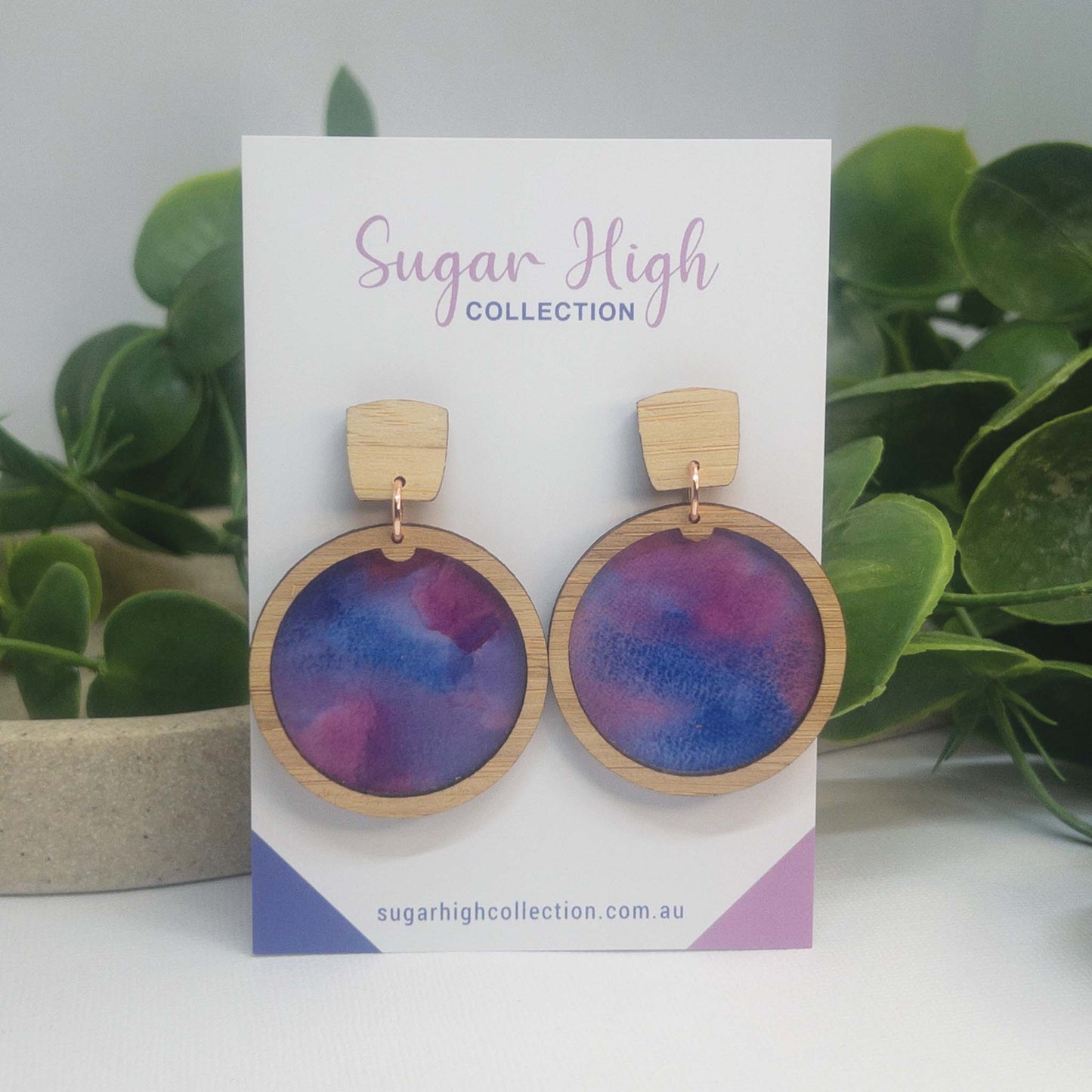 Whimsical Sky | Wooden Statement Stud Earrings