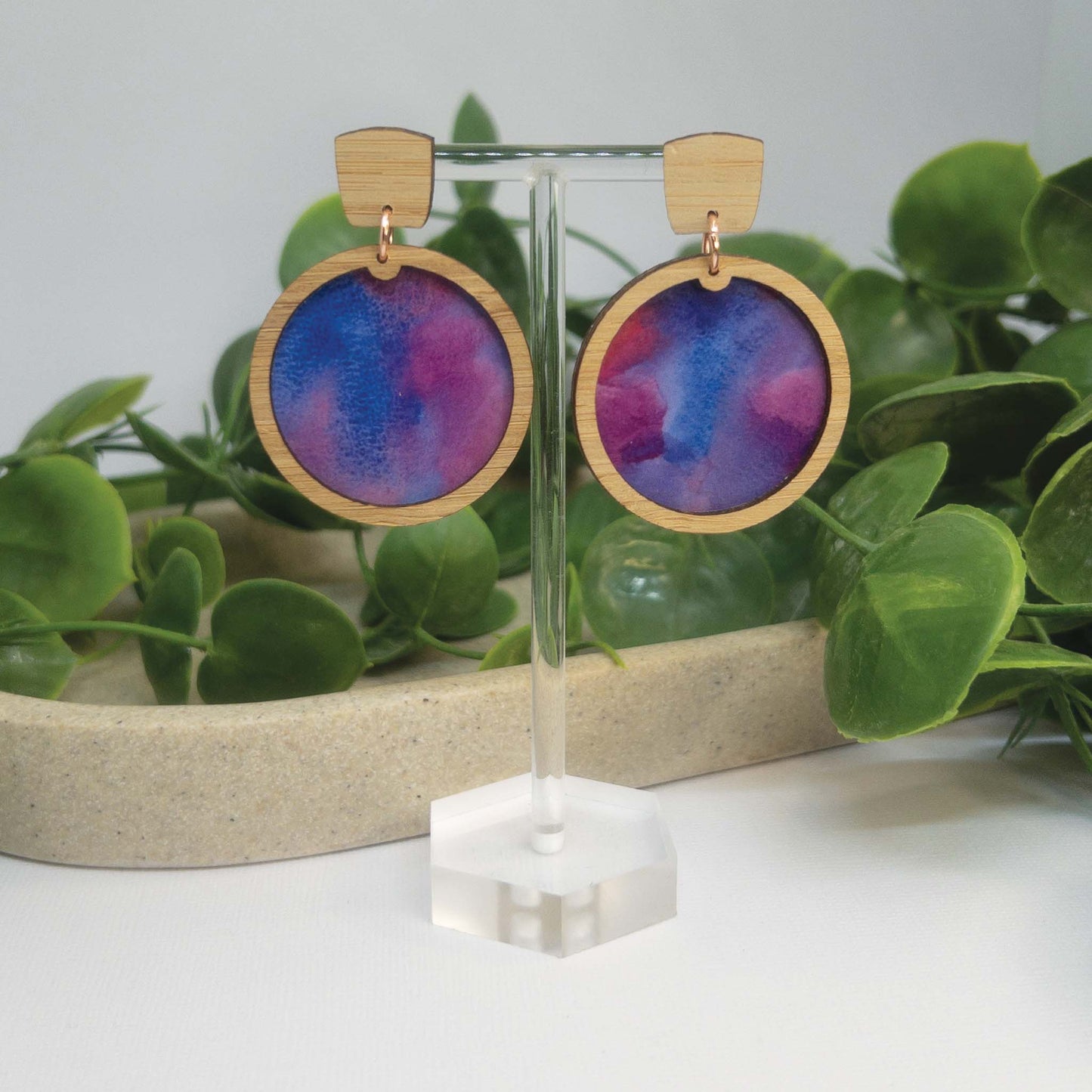 Whimsical Sky | Wooden Statement Stud Earrings