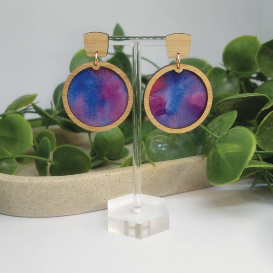 Whimsical Sky | Wooden Statement Drop Earrings