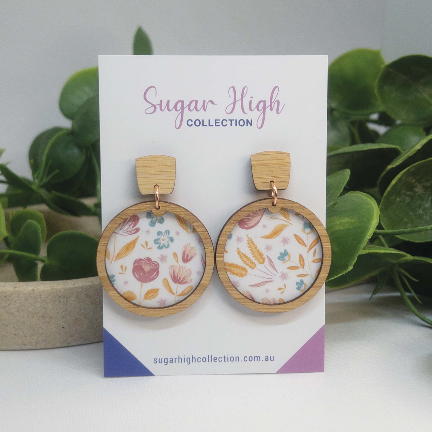 Sweet Blooms | Wooden Statement Stud Earrings