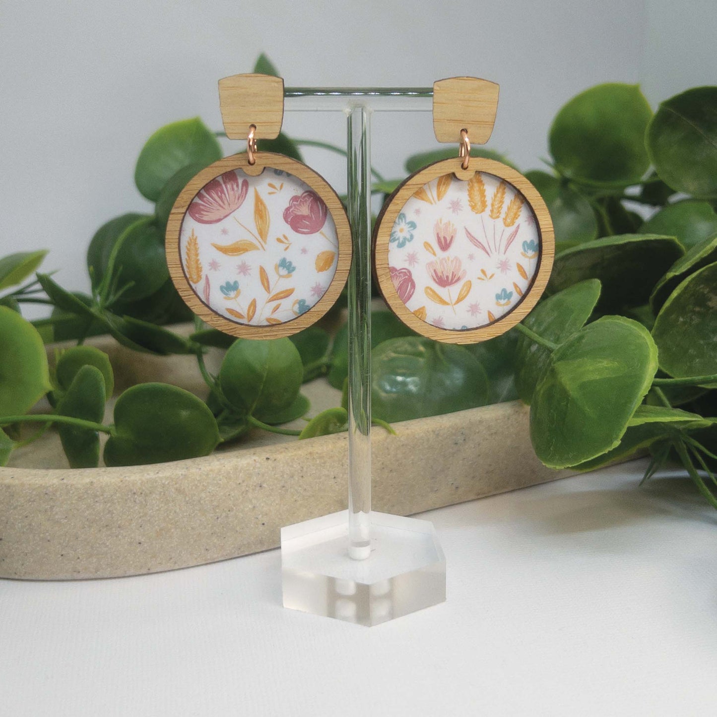 Sweet Blooms | Wooden Statement Stud Earrings