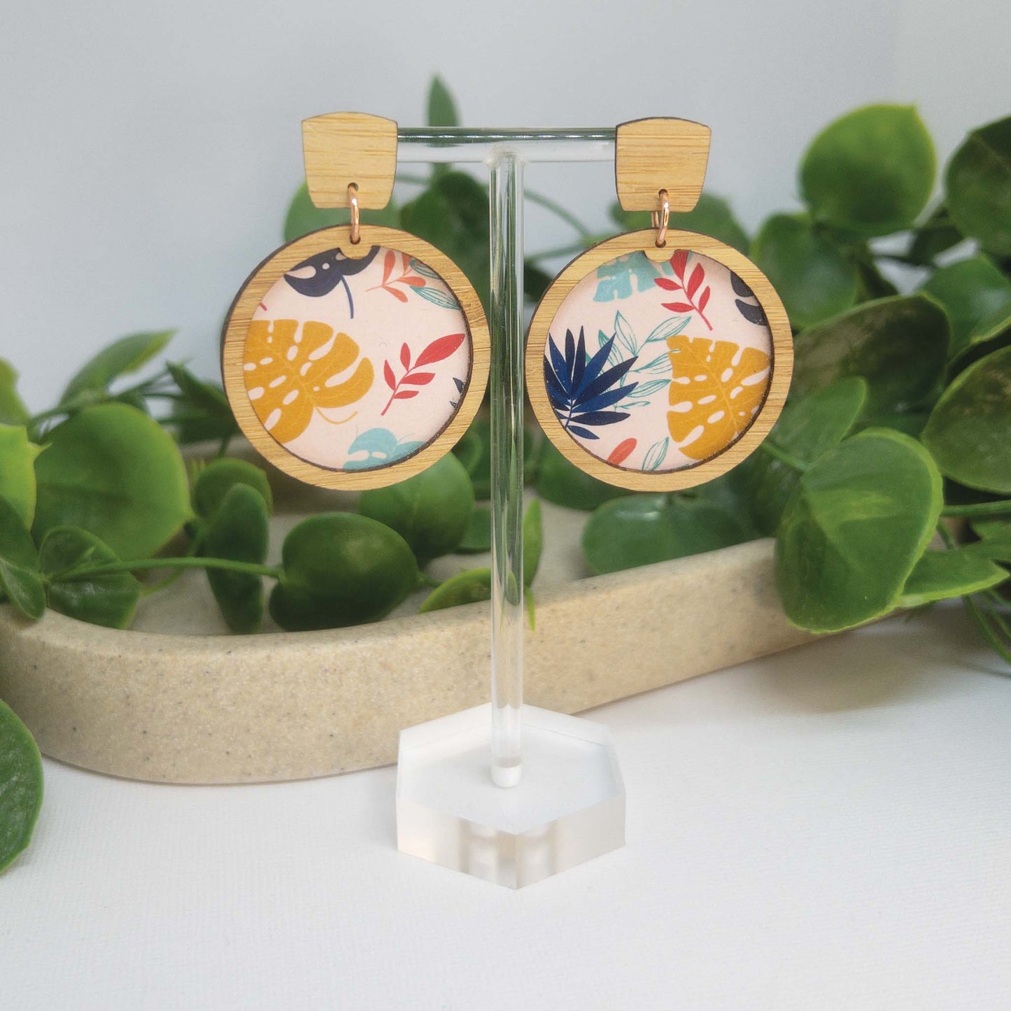 Floating Fern | Wooden Statement Stud Earrings