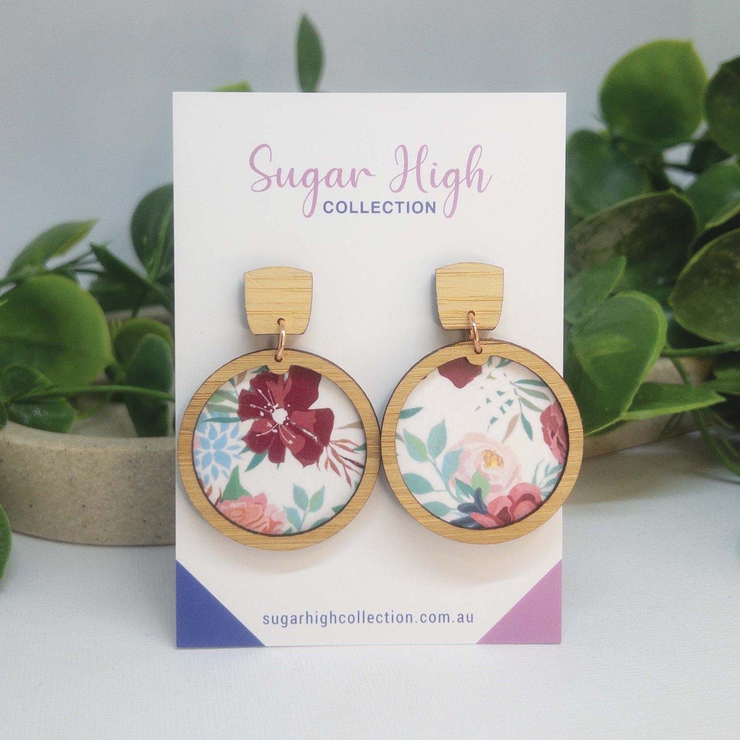 Flower Garden | Wooden Statement Stud Earrings