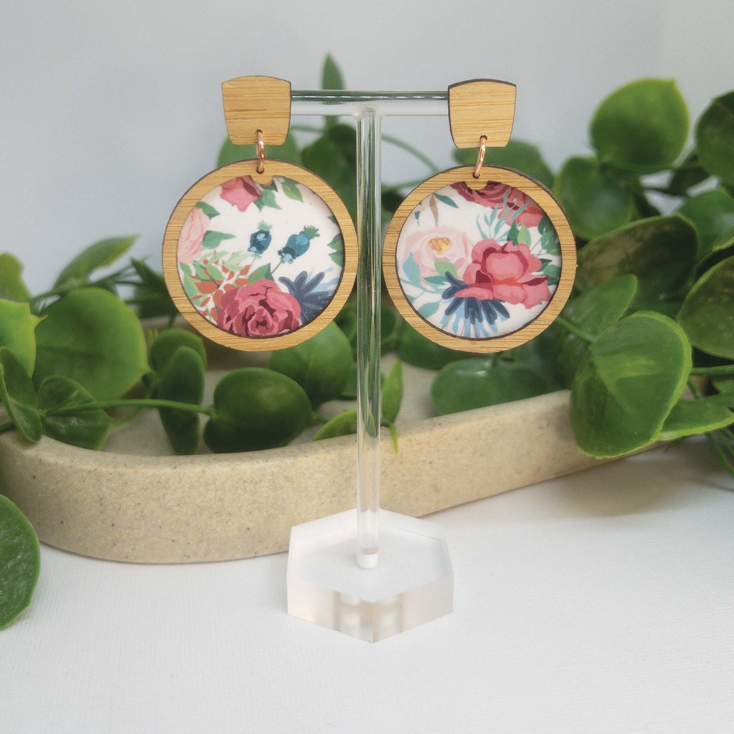 Flower Garden | Wooden Statement Stud Earrings
