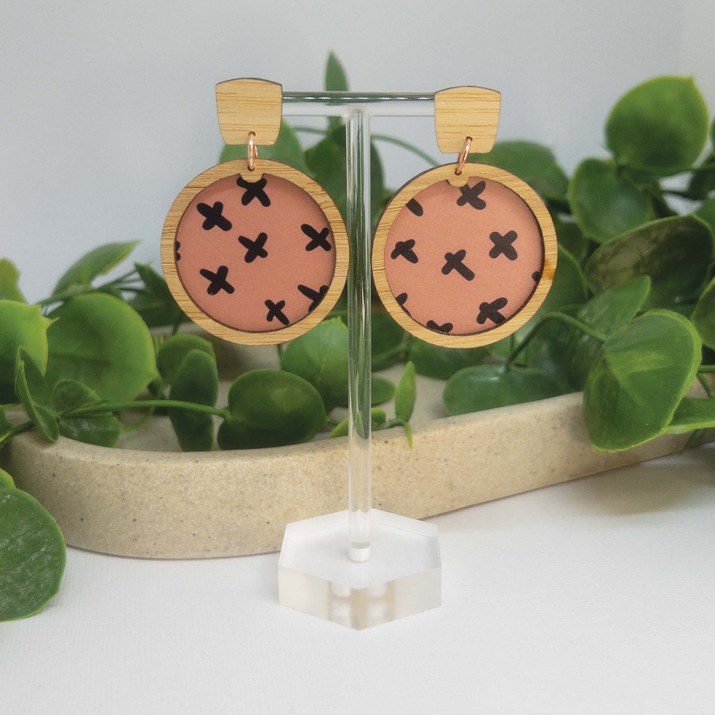 Criss Cross | Wooden Statement Stud Earrings