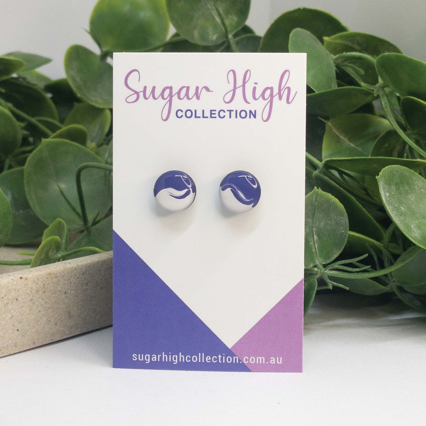 Purple Vibes | Wooden Stud Earrings