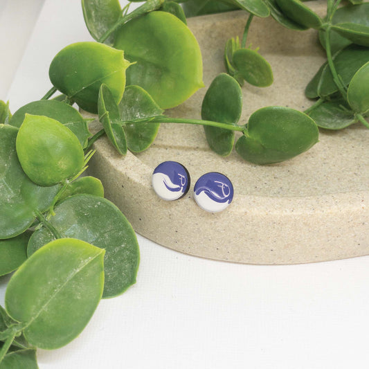 Purple Vibes | Wooden Stud Earrings