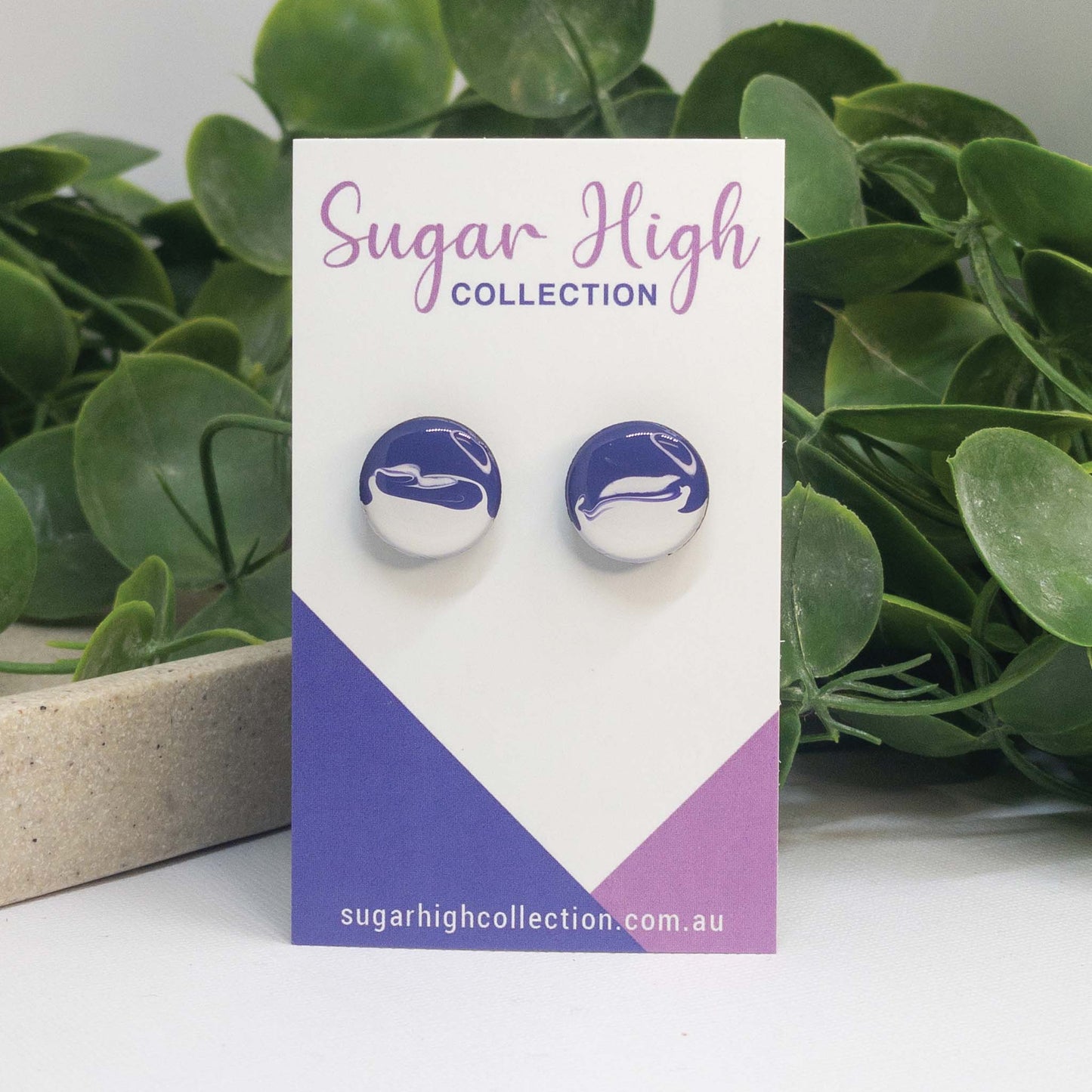 Purple Vibes | Wooden Stud Earrings