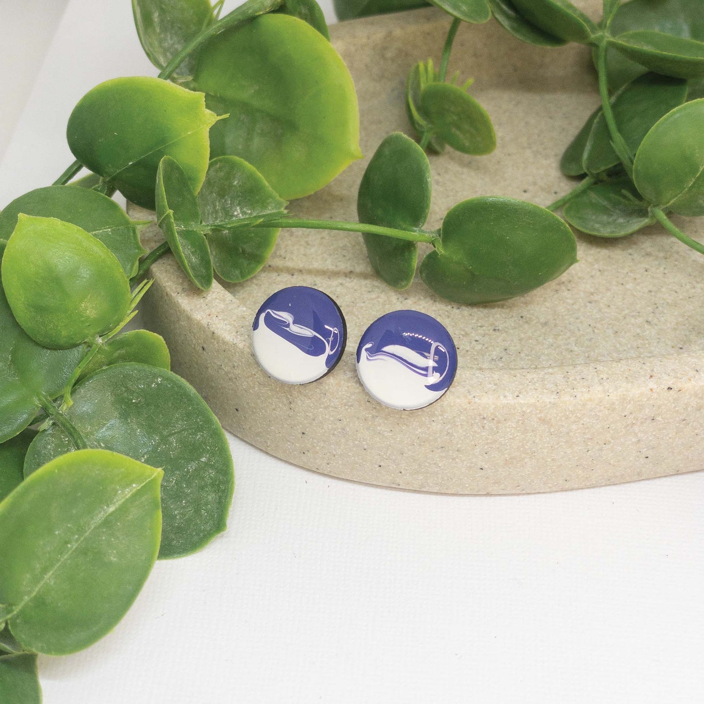 Purple Vibes | Wooden Stud Earrings
