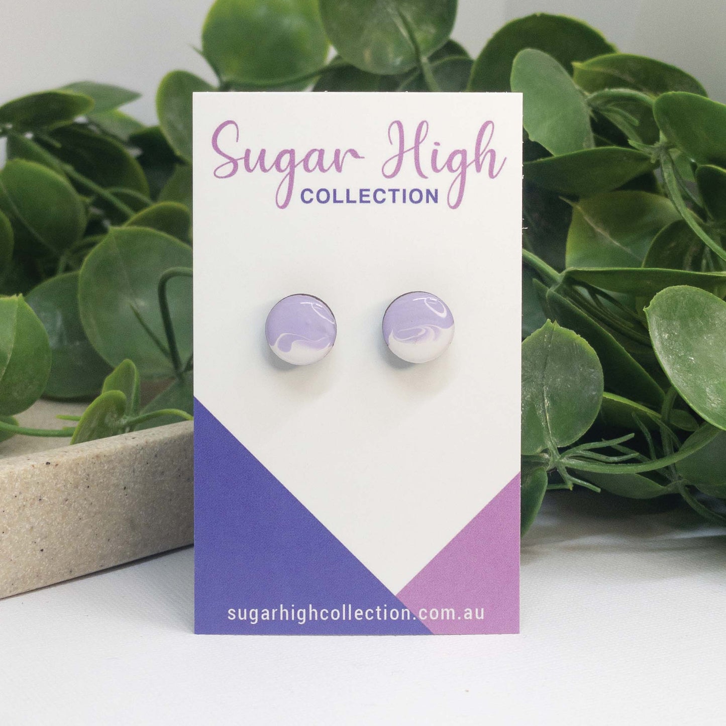 Pastel Purple | Wooden Stud Earrings