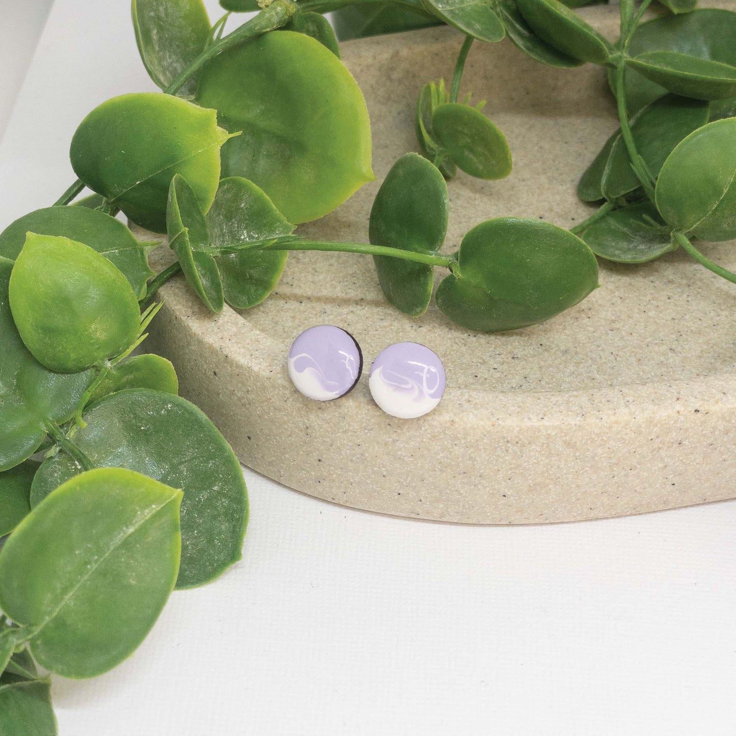 Pastel Purple | Wooden Stud Earrings