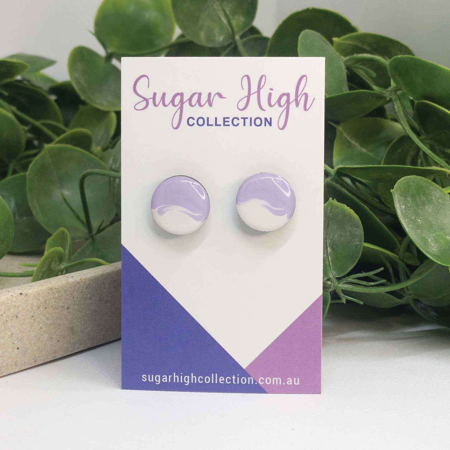 Pastel Purple | Wooden Stud Earrings