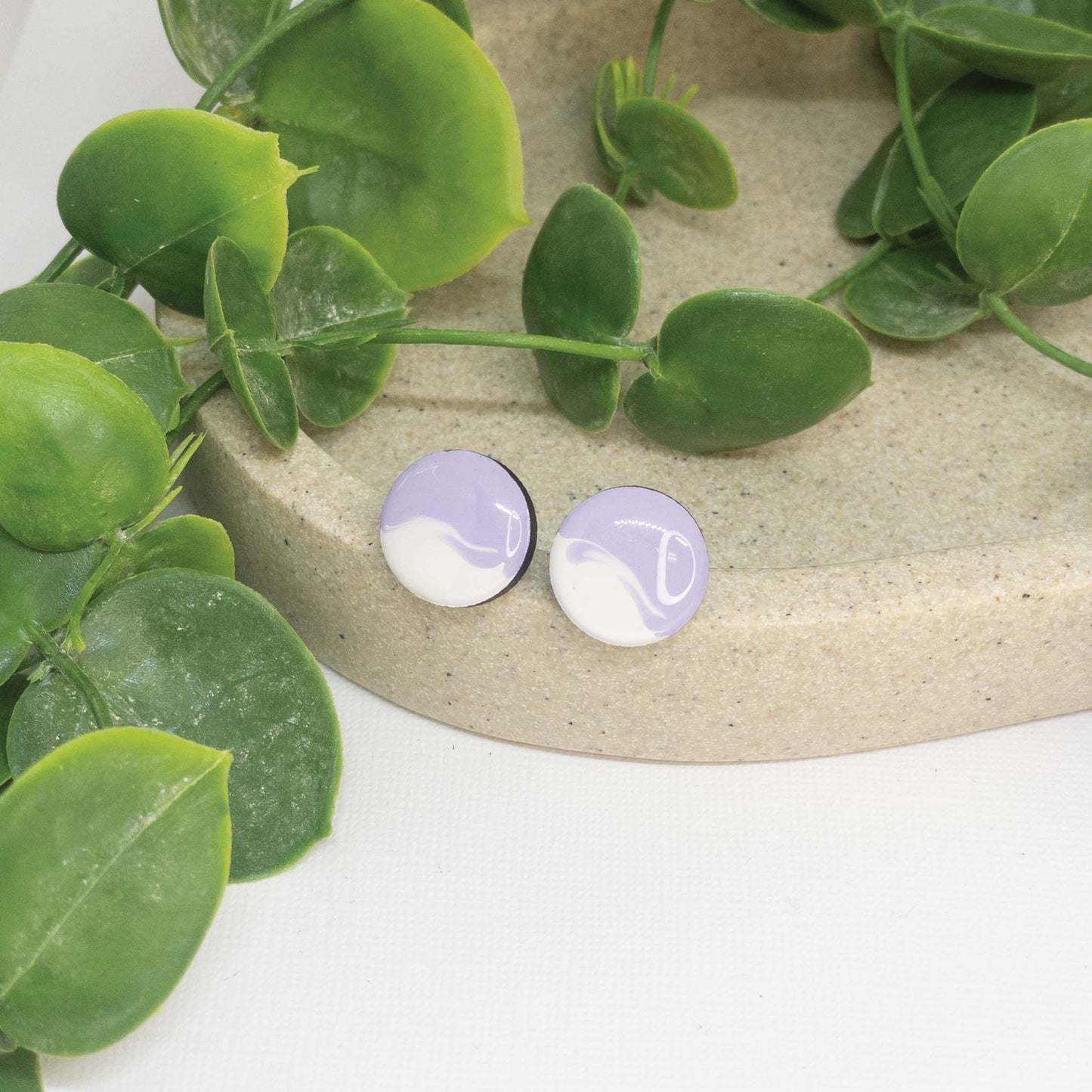 Pastel Purple | Wooden Stud Earrings
