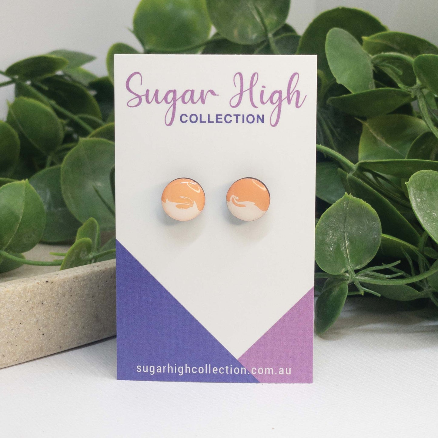 Peachy Dreams | Wooden Stud Earrings