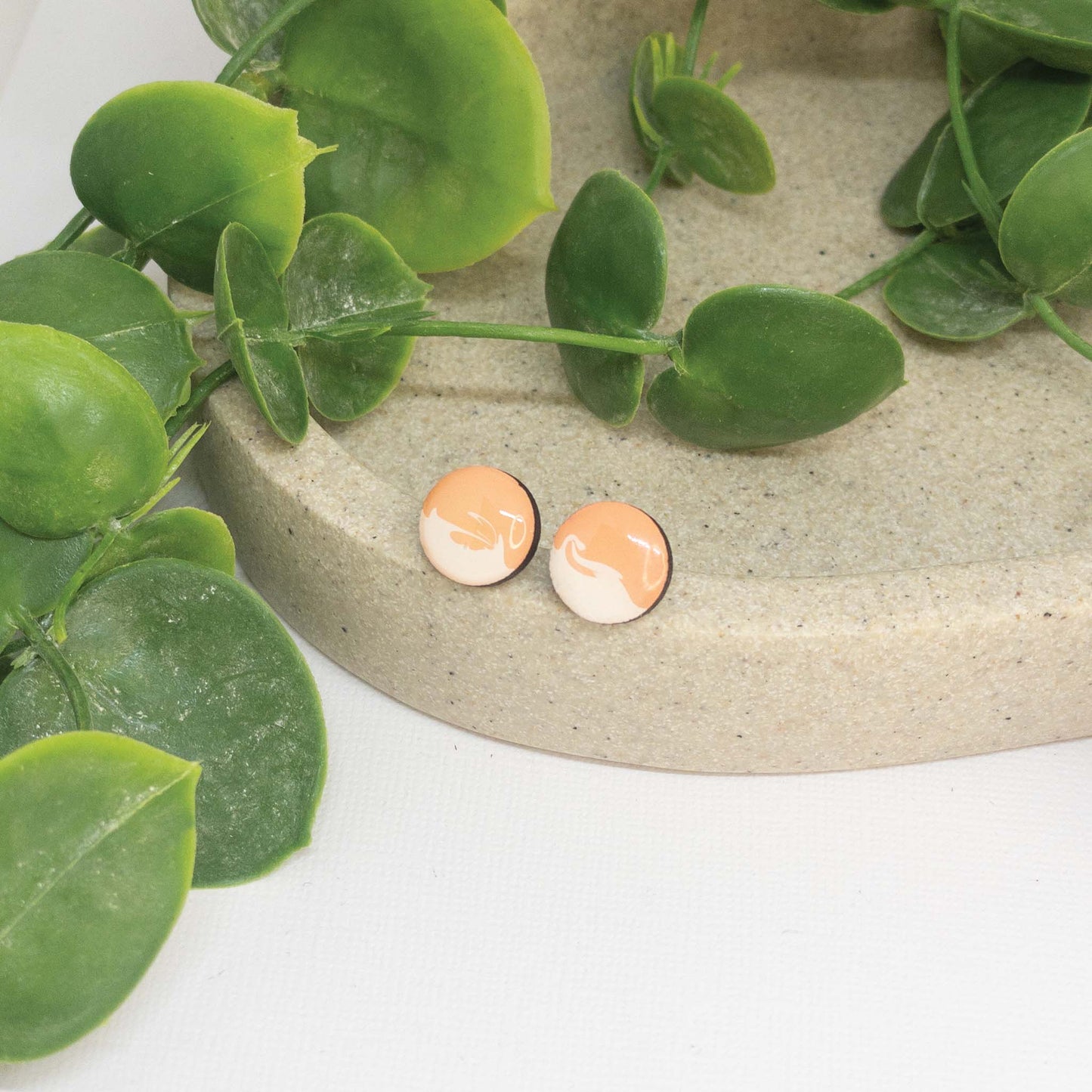 Peachy Dreams | Wooden Stud Earrings