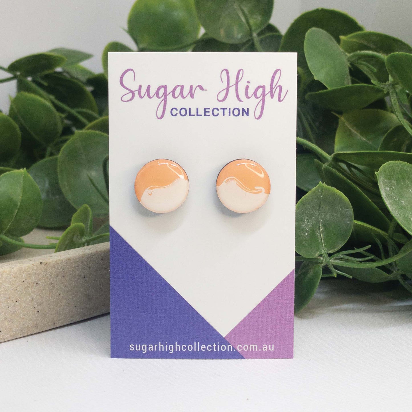 Peachy Dreams | Wooden Stud Earrings