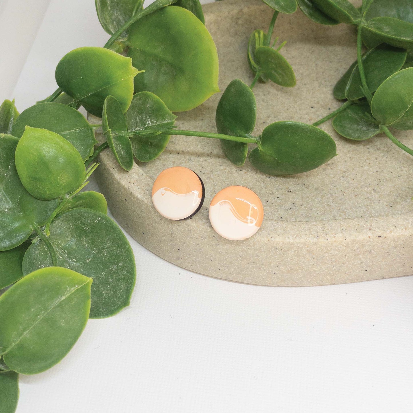 Peachy Dreams | Wooden Stud Earrings