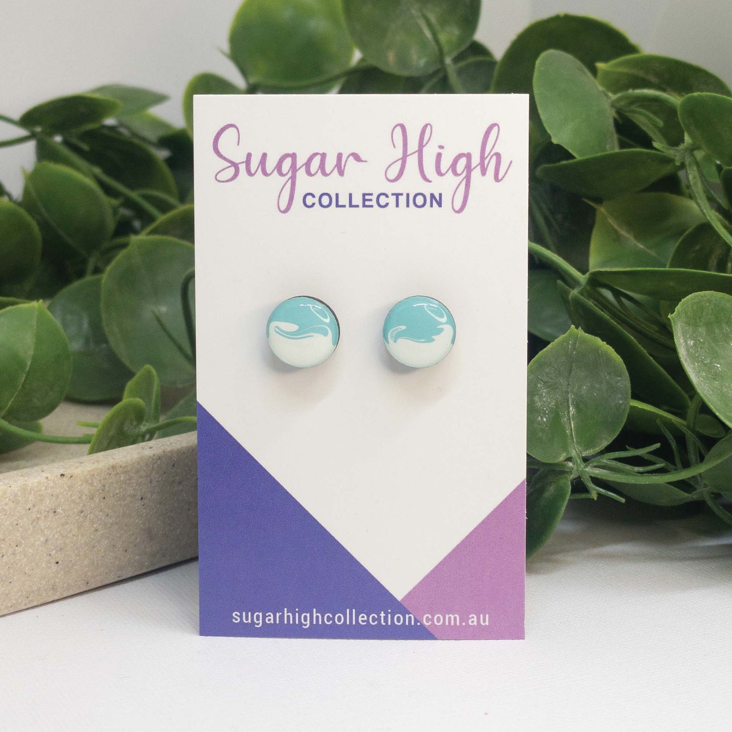 Turquoise Bay | Wooden Stud Earrings