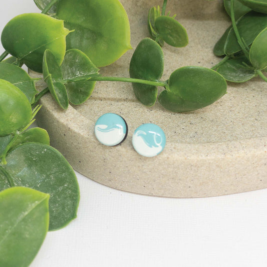 Turquoise Bay | Wooden Stud Earrings