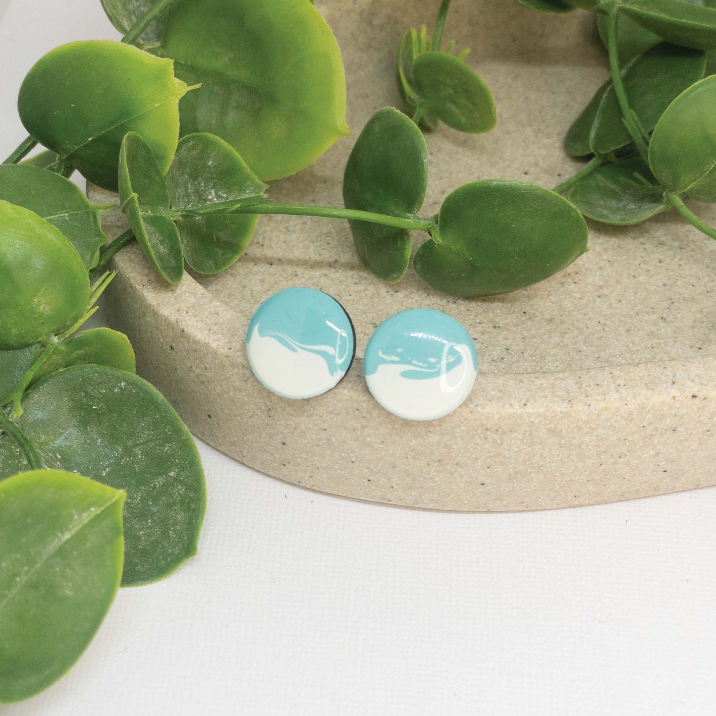 Turquoise Bay | Wooden Stud Earrings